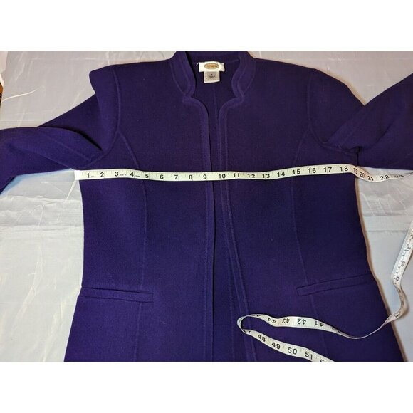 Talbots Dark Purple 100% Wool Open Blazer Size 6 Lined Shoulder Pads - Picture 9 of 14